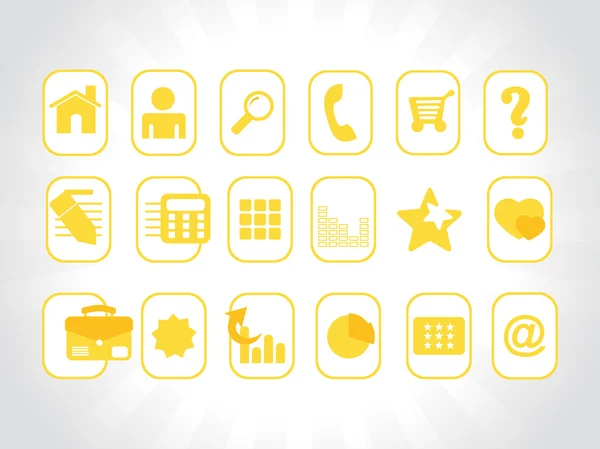 Icone gialle impostate per il sito — Vettoriale Stock