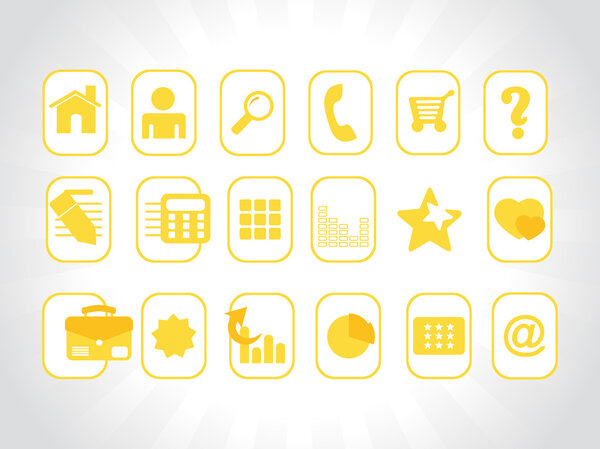 Yellow icons set for website