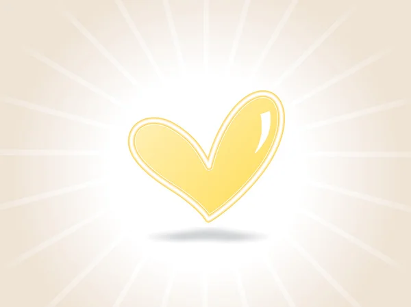 Corazón amarillo aislado sobre fondo — Vector de stock