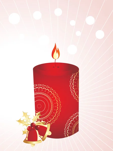 Świeca Boże Narodzenie stylizowane z dzwonami, wektor — Wektor stockowy