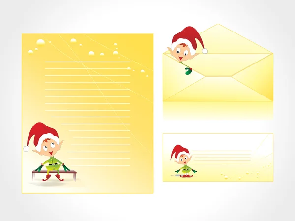 クリスマスの手紙の頭とピンクの封筒 — ストックベクタ