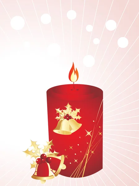 Weihnachtskerze mit Glöckchen, Hintergrund — Stockvektor