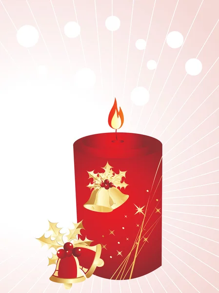 stock vector Xmas style candle with bells, background