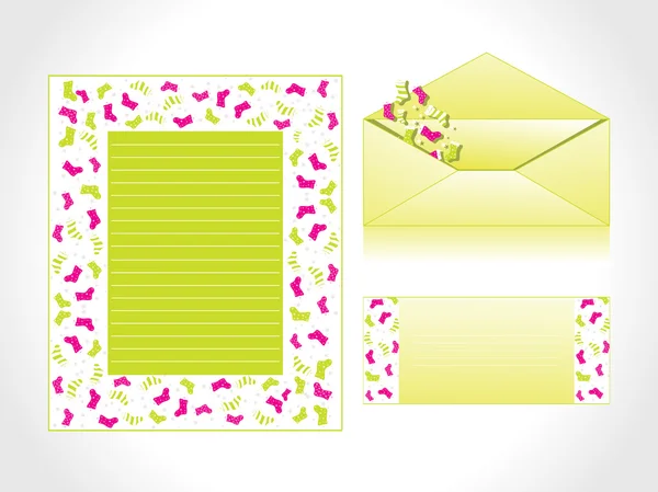 Xmas brev huvudet och kuvert i grönt — Stock vektor