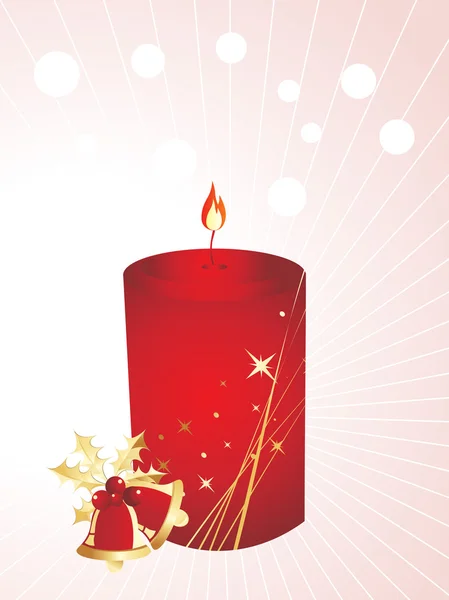 Xmas stylized candle with bells, vector — Stock Vector