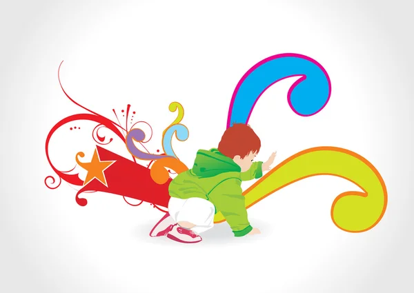 Abstract background with playing kid — Stock Vector