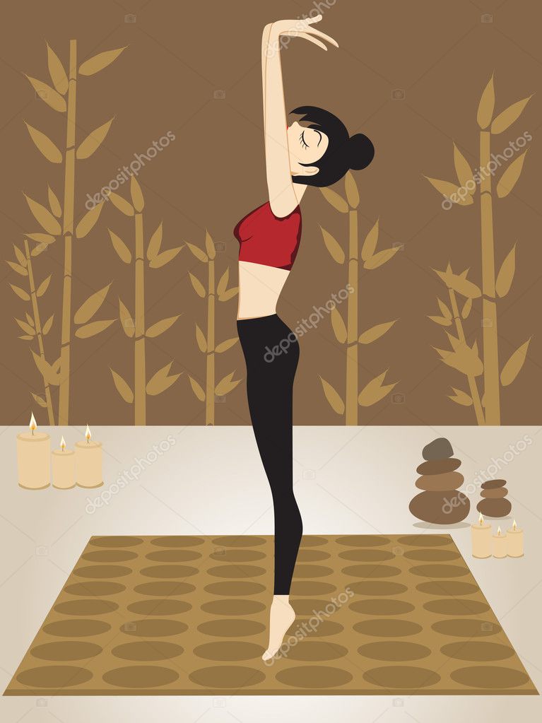 Abstract background with sexy girl doing yoga