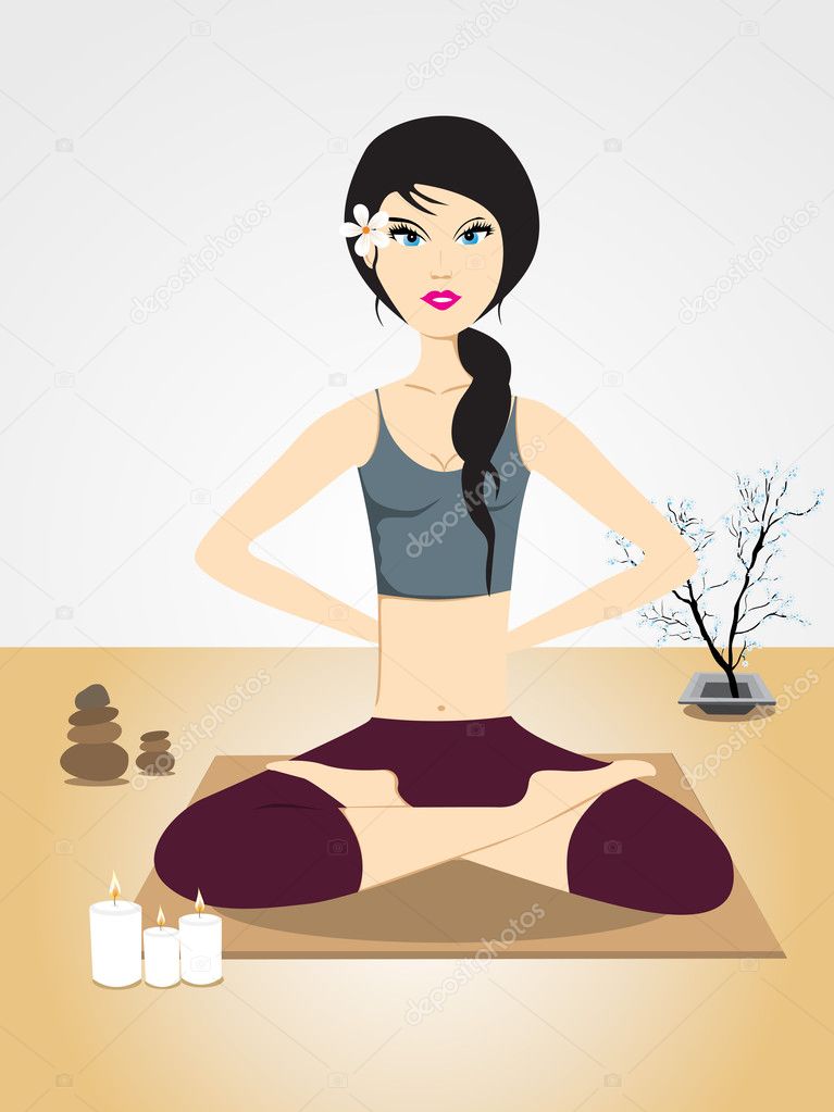 Abstrct background with beautiful girl doing yoga