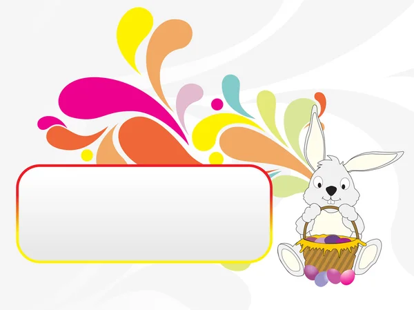 Vector bunny holding easter egg basket — Stock Vector