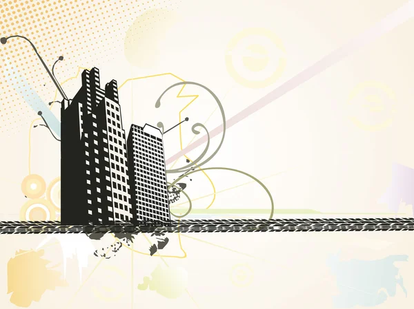 Gebäude Hintergrund mit Kunstwerken — Stockvektor