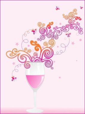 Spiral pattern with pink wine glass clipart