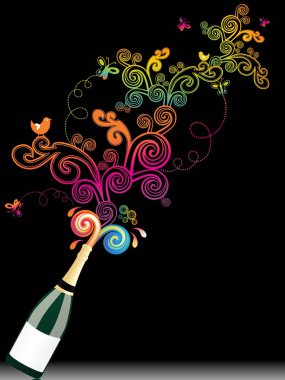 Vector wine bottle with spiral pattern clipart