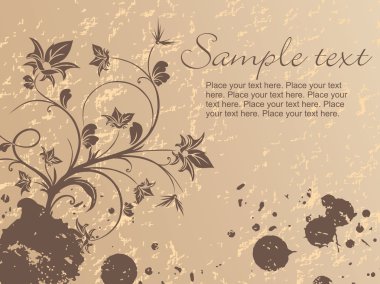 Grungy floral background with sample tex clipart
