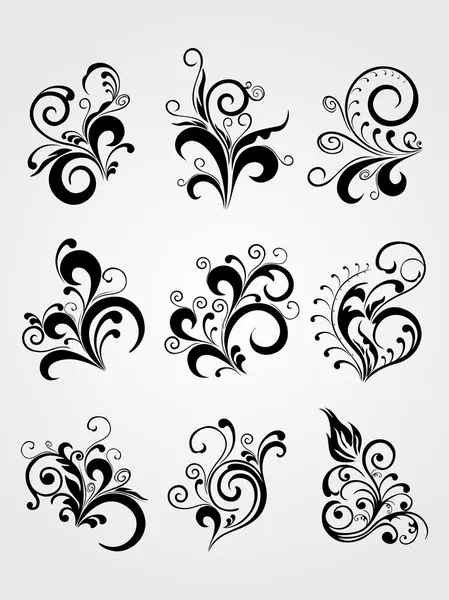 Elemento vectorial tatuajes de flores — Vector de stock