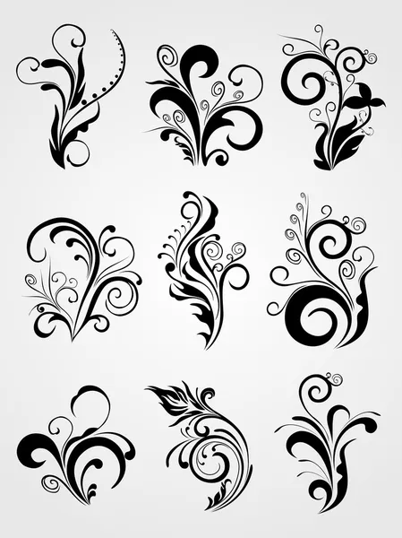 Grafica elemento di design tatuaggi floreali — Vettoriale Stock