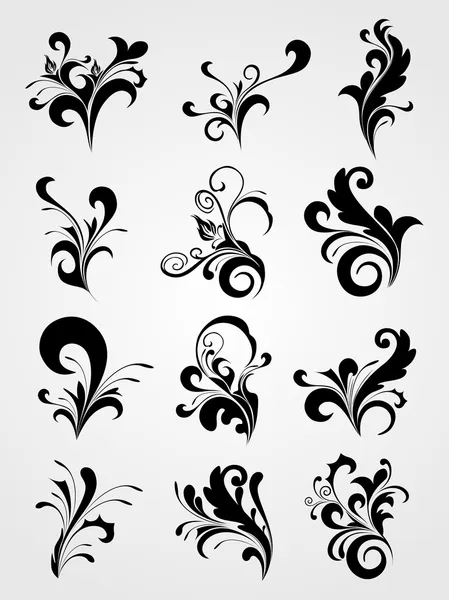 Floral tattoos clipart — Stock Vector