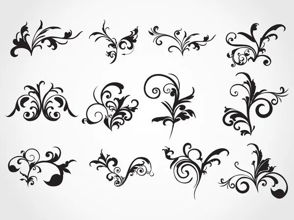Set van retro floral tatoeages — Stockvector
