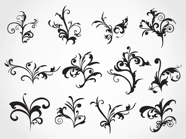 Conjunto de tatuagem floral vetorial — Vetor de Stock