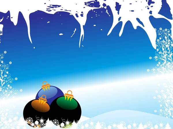 Boule de Noël avec fond bleu — Image vectorielle
