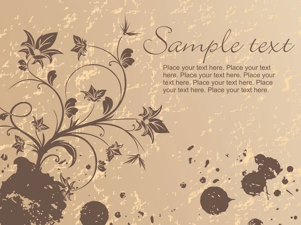 Grungy πλακάτα φόντο με floral — Διανυσματικό Αρχείο