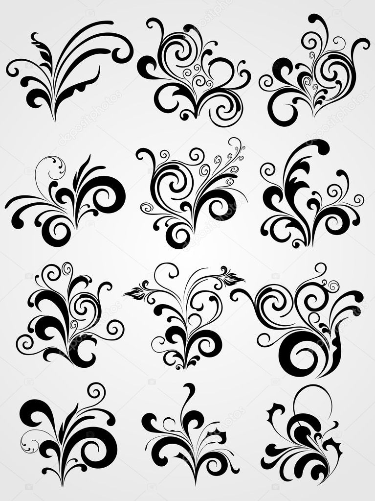 Black element design tattoos with border — Stock Vector ...