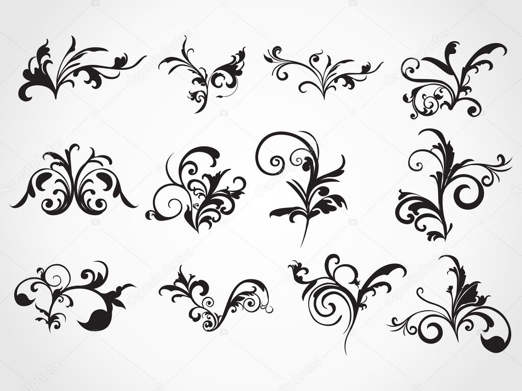 Set of retro floral tattoos
