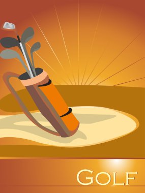 Abstract background with golf bag clipart