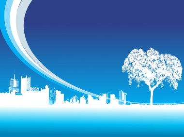 Background with building and tree clipart