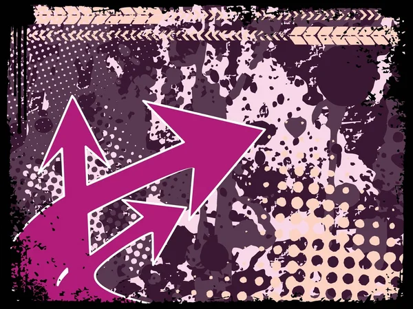 テクスチャの背景に紫の矢印 — ストックベクタ