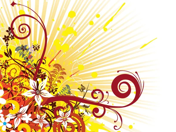 Arrière-plan avec motif floral grunge — Image vectorielle
