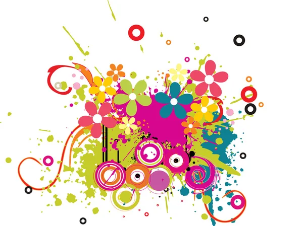 Grungy achtergrond met kleurrijke bloei — Stockvector