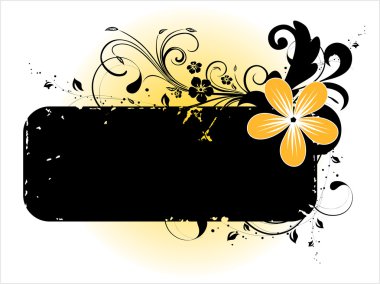 Black floral design banner clipart