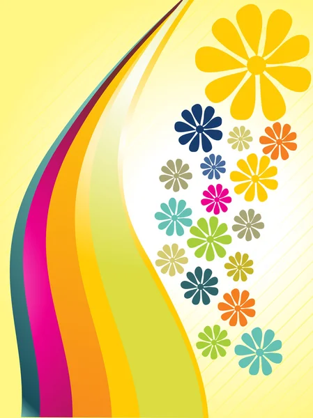 Floraison colorée avec des rayures colorées — Image vectorielle