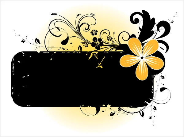 Banner de design floral preto —  Vetores de Stock