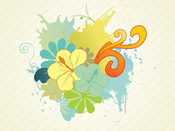 Grunge coloré avec des fleurs — Image vectorielle