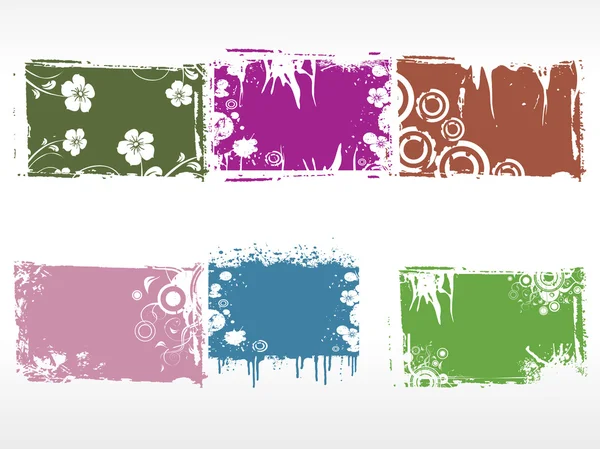 Ensemble de cadres floraux grungy — Image vectorielle
