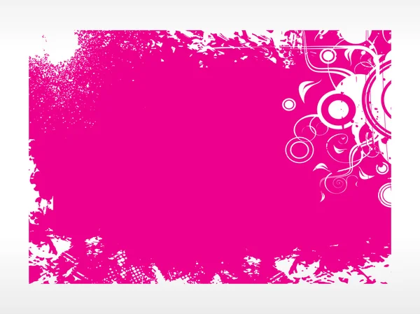 サークル、花とピンクの背景 — ストックベクタ