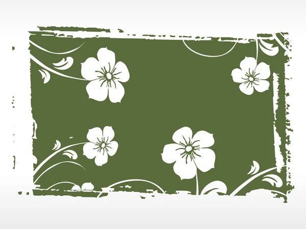 Grön bakgrund med vit blomma — Stock vektor