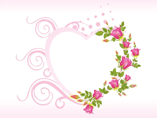 Cadres décorés en forme de coeur rose — Image vectorielle