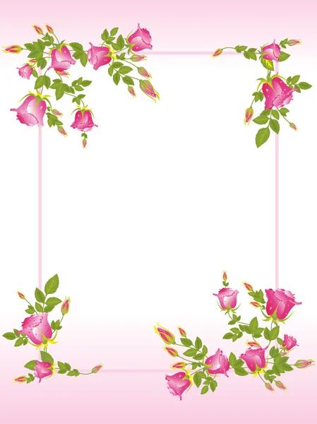 Versierd frame met roze bloem — Stockvector