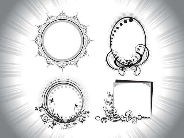 Set of frames with rays background — Stock Vector