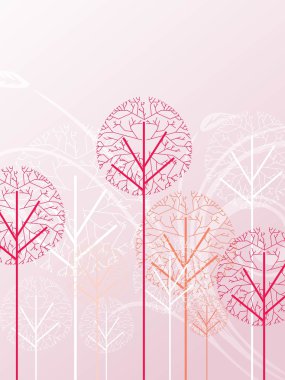 Pink floral background with dry tree clipart