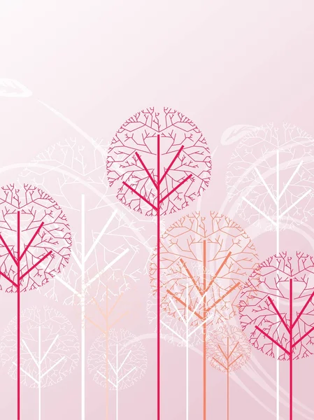 Fondo floral rosa con árbol seco — Vector de stock