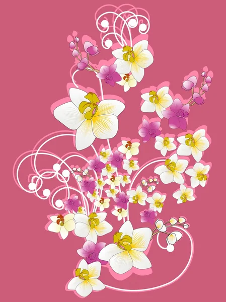 花の束とピンクの背景 — ストックベクタ