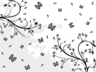 Black creative floral design clipart