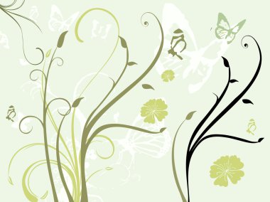 Floral background with butterfly clipart