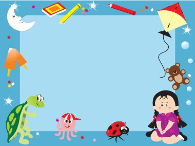 Abstract frame with toys, illustration clipart