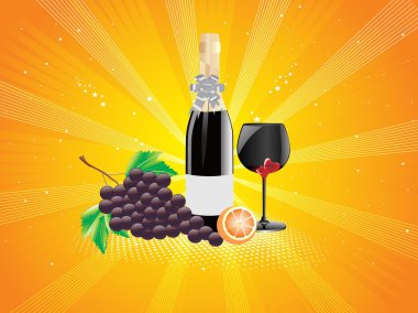 Background with fruit and wine glass clipart