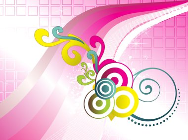 Pink stripes with colorful artwork clipart