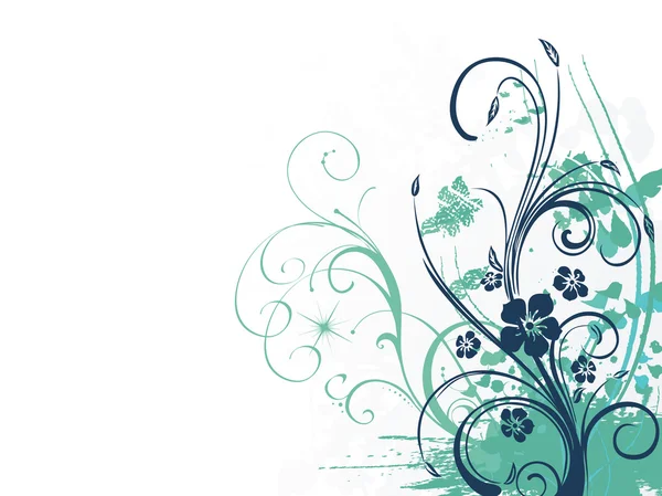 绿色 grunge 与花卉图案 — 图库矢量图片